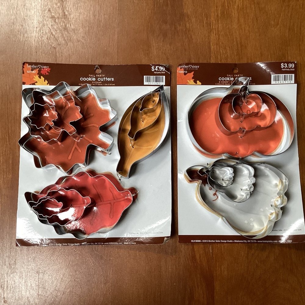 Fall Party Cookie Cutters New with tag 2 packs